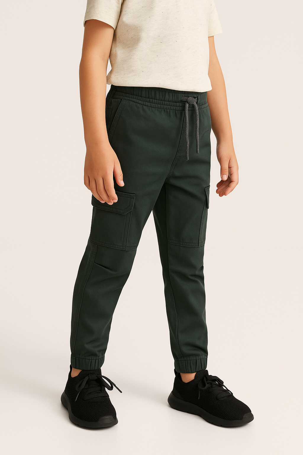 Dark Grey Kids ZARAMEN 6 Pocket Cotton Cargo Trouser