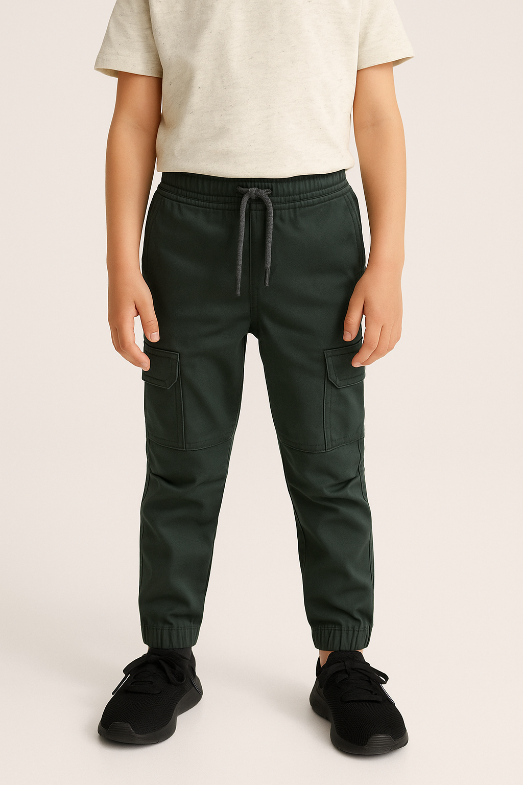 Dark Grey Kids ZARAMEN 6 Pocket Cotton Cargo Trouser