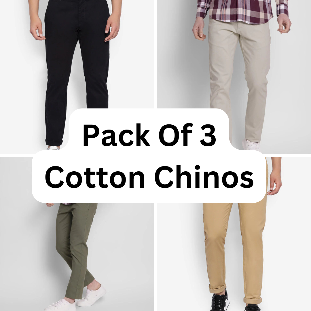 Pack of 3 Cotton Chinos Pants