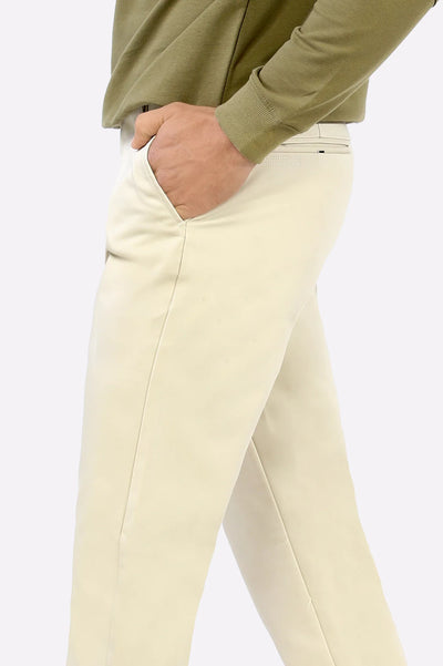 Premium Cream White Cotton Chinos Pant