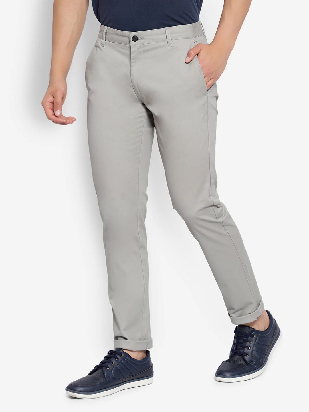 Light Grey Cotton Chinos Pant