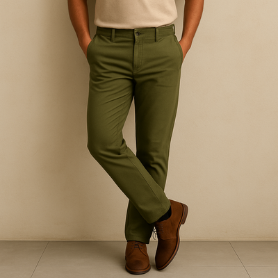 Olive Green Cotton Chinos Pant