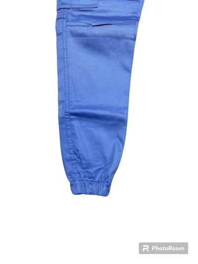 Medium Blue 6 Pocket Cotton Cargo Trouser