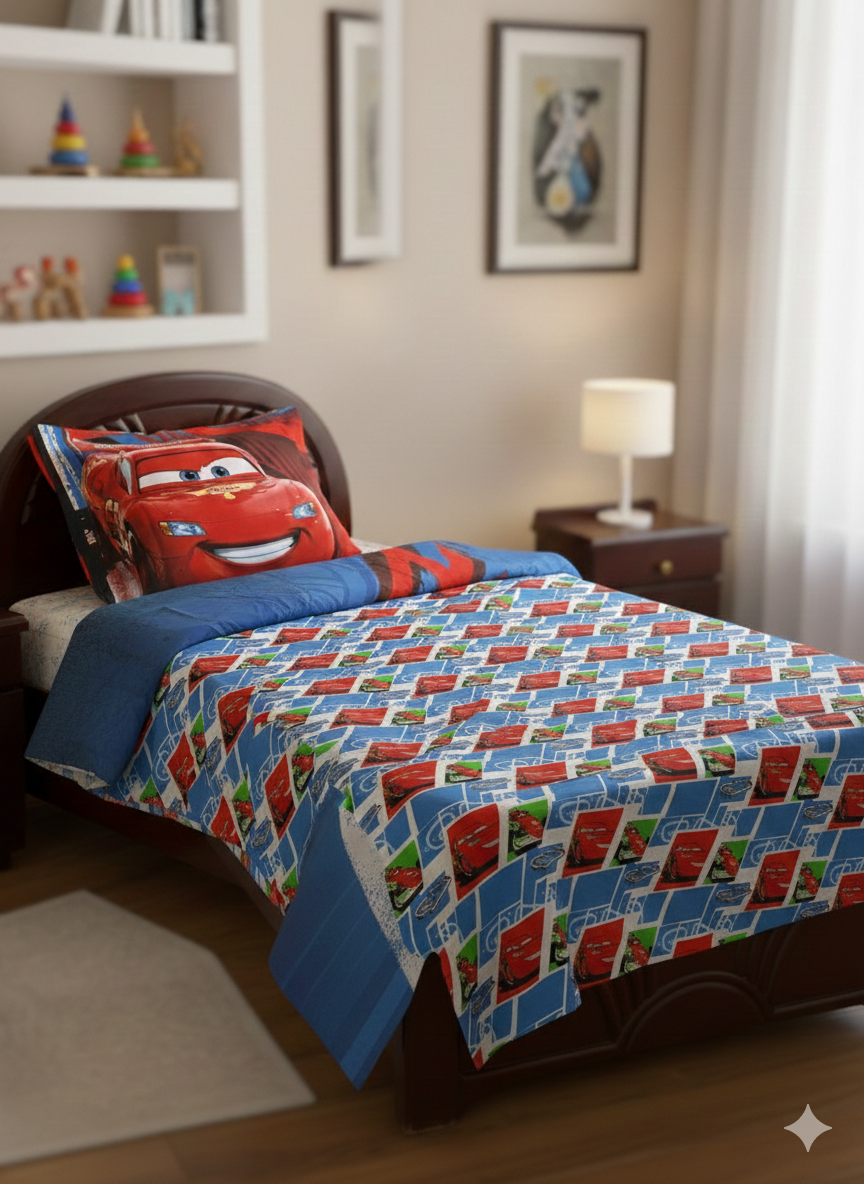 Lightning McQueen Dual-Design Single Quilt Cover Set