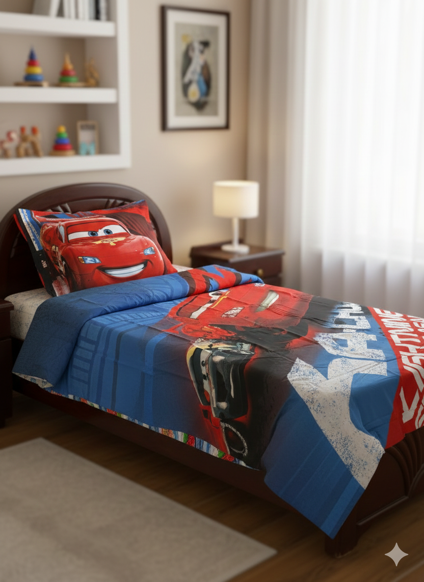 Lightning McQueen Dual-Design Single Quilt Cover Set