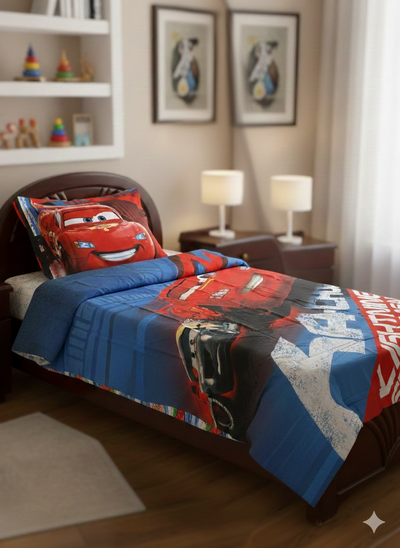 Lightning McQueen Dual-Design Single Quilt Cover Set